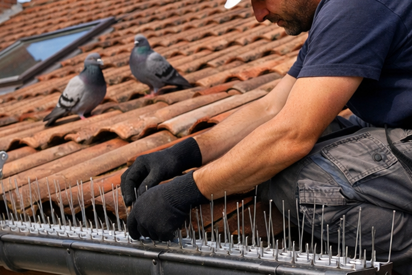 Protection anti-pigeons sur une maison