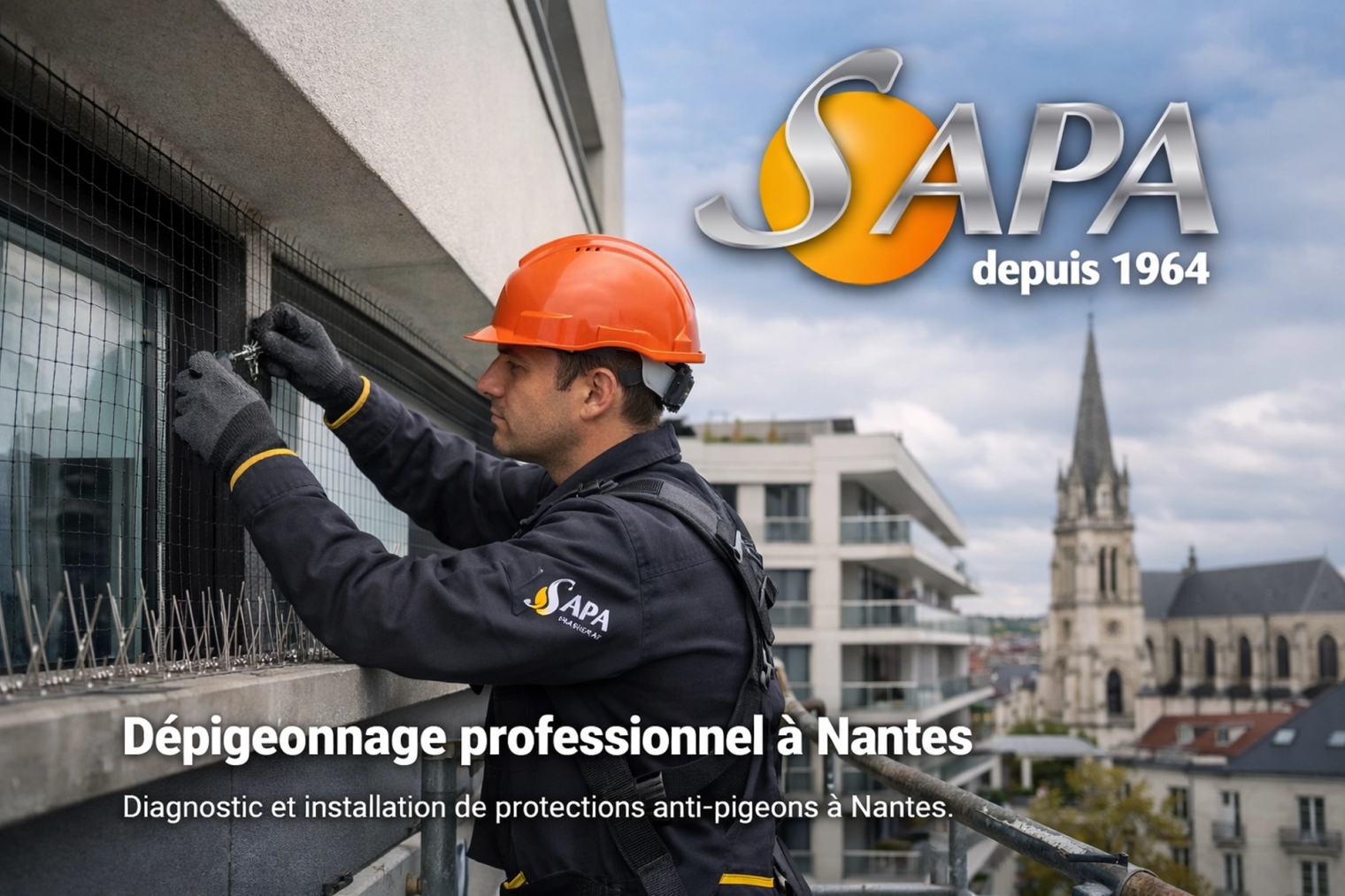 Intervention de dépigeonnage sur un immeuble à Nantes