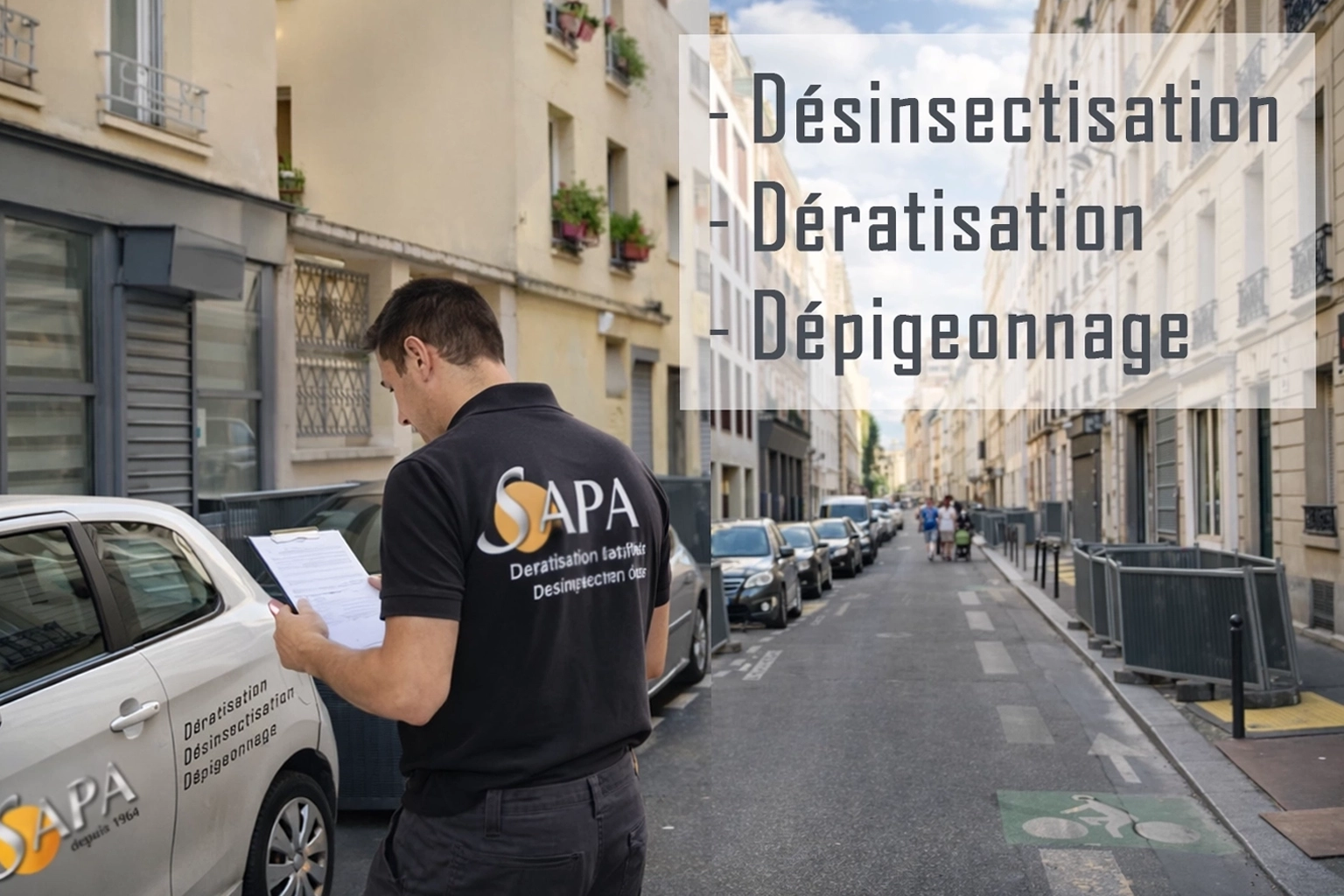 Technicien SAPA réalisant une désinsectisation dans une maison à Pornic
