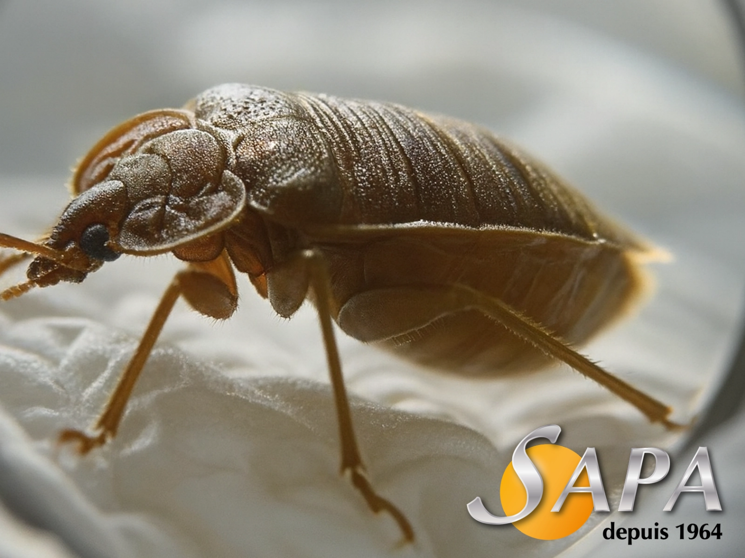Punaise de lit adulte visible sur un matelas – diagnostic SAPA
