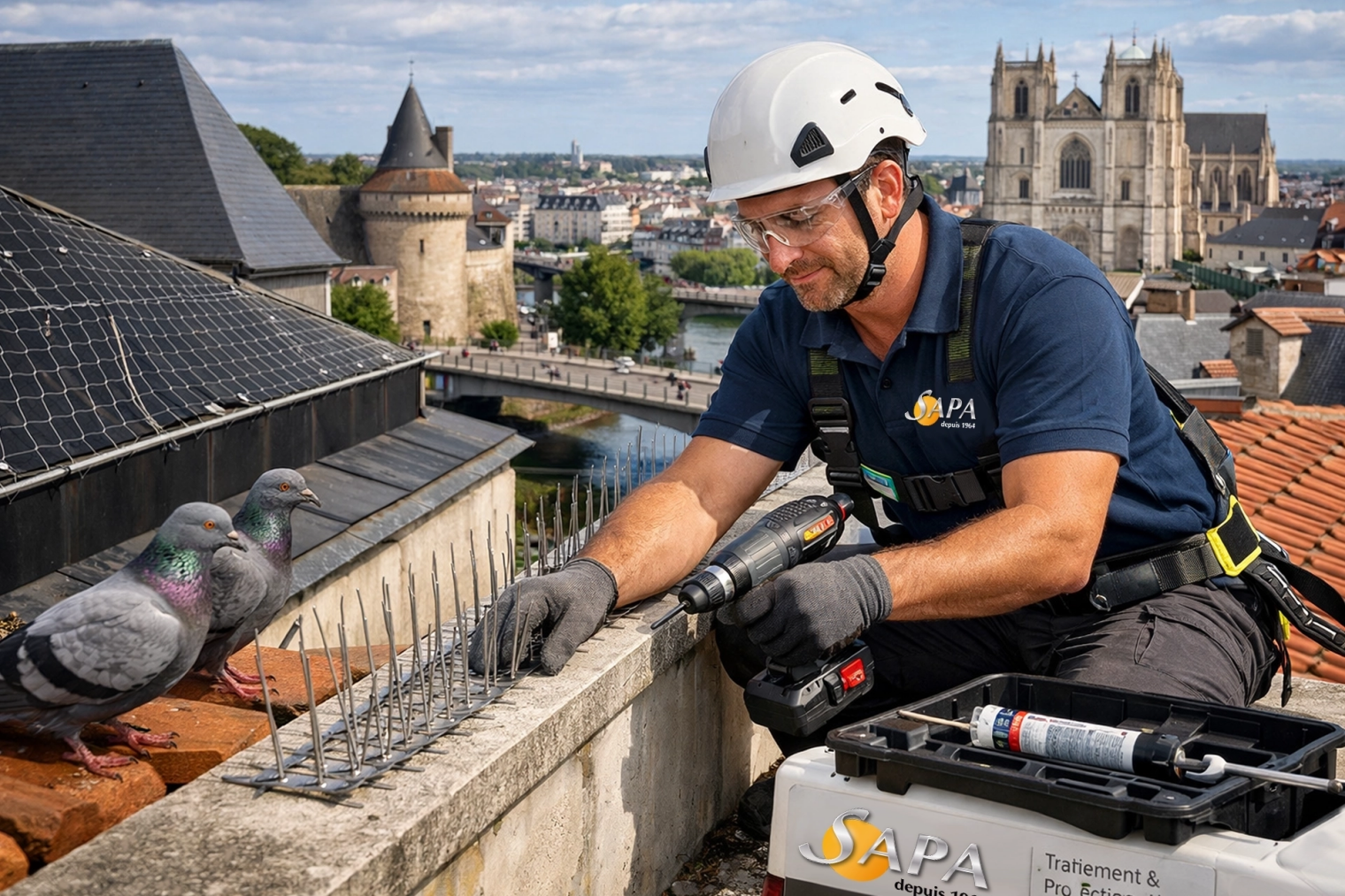 Inspection d'un bâtiment avant un dépigeonnage