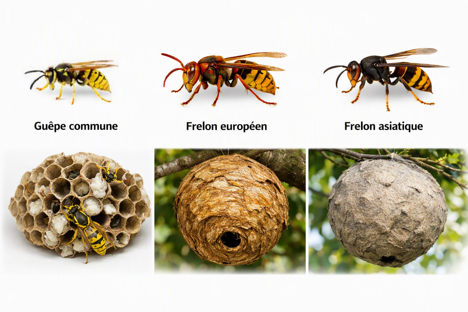 Comparaison entre guêpe frelon européen et frelon asiatique