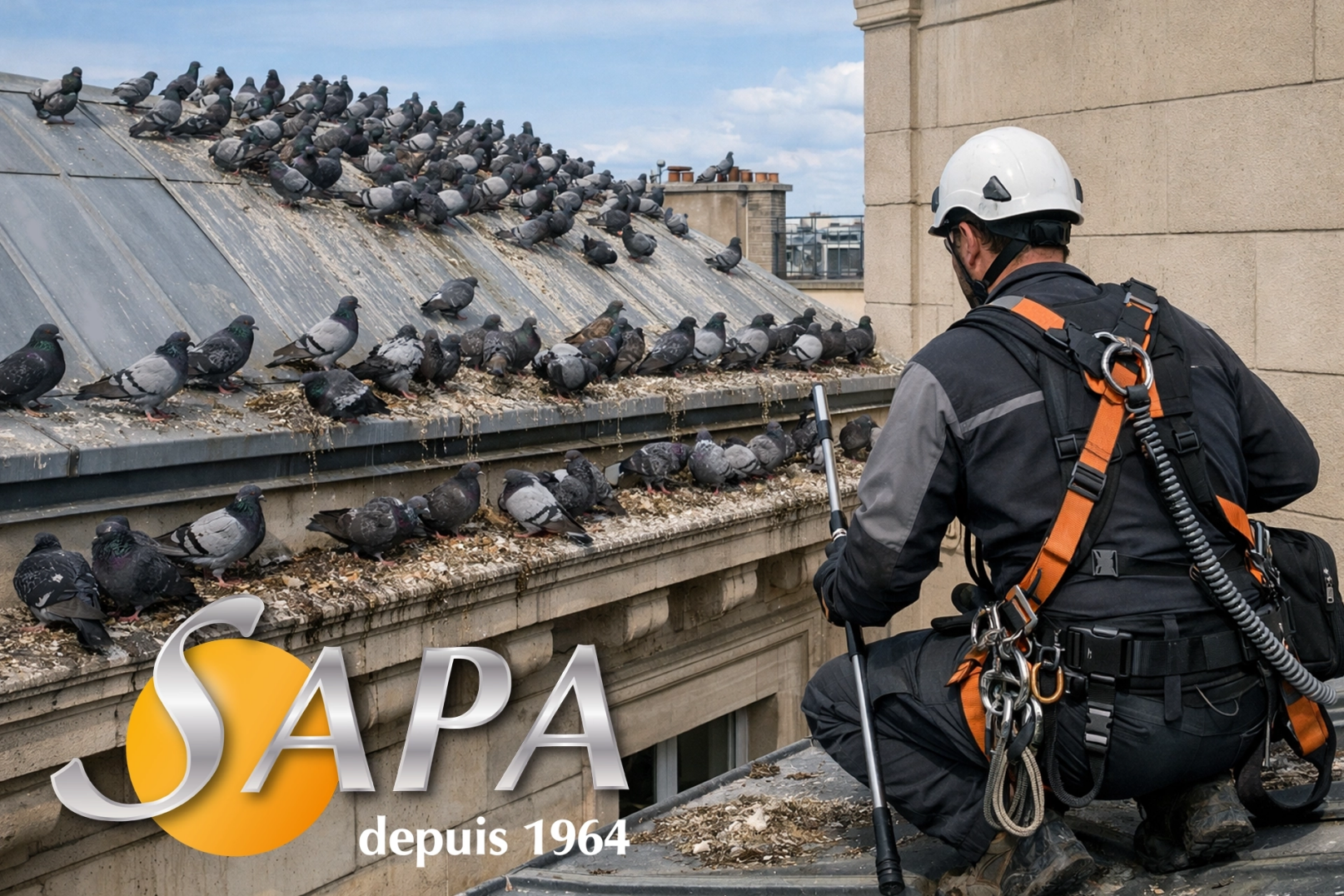 Pigeons nichant sous une toiture