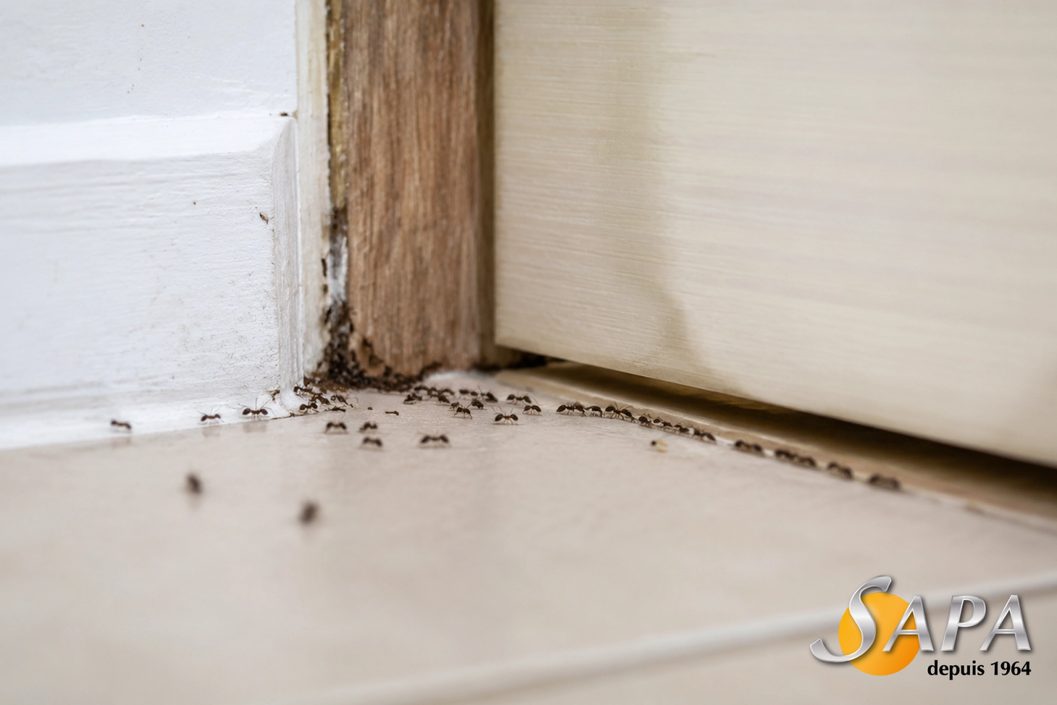 Files de fourmis entrant dans une maison avant un traitement professionnel à Nantes